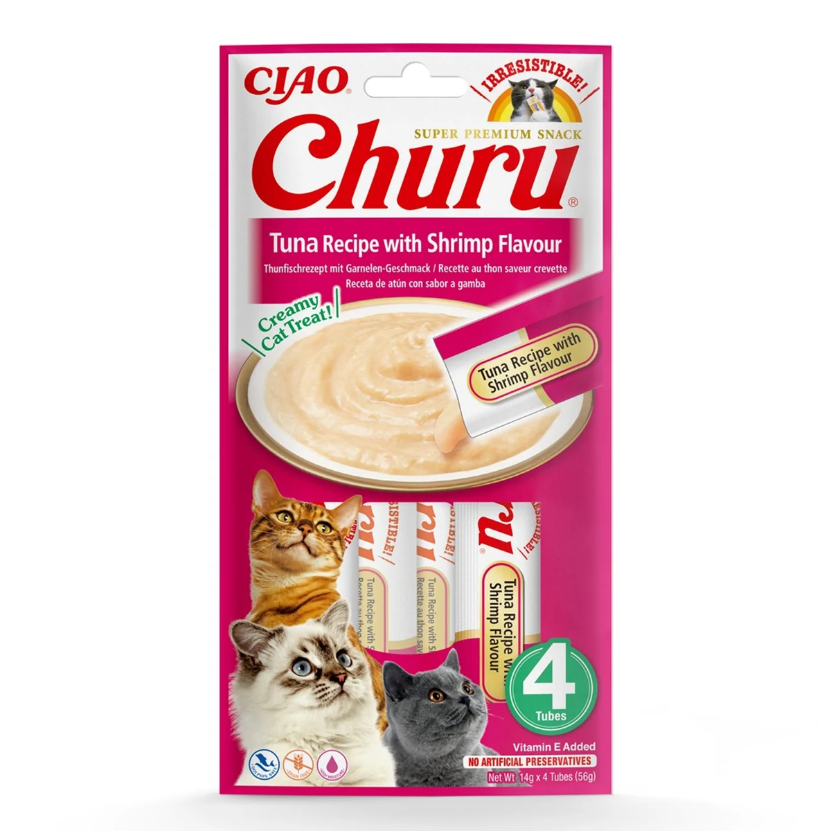 INABA Churu Tuńczyk z krewetkami - 4x14g