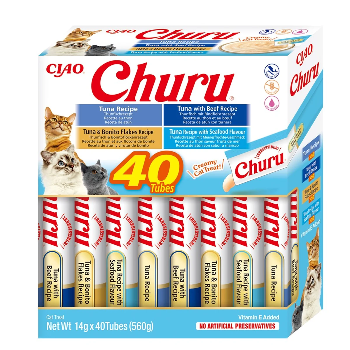 INABA CHURU Varietes Tuńczyk Owoce m- kot 40x14 g