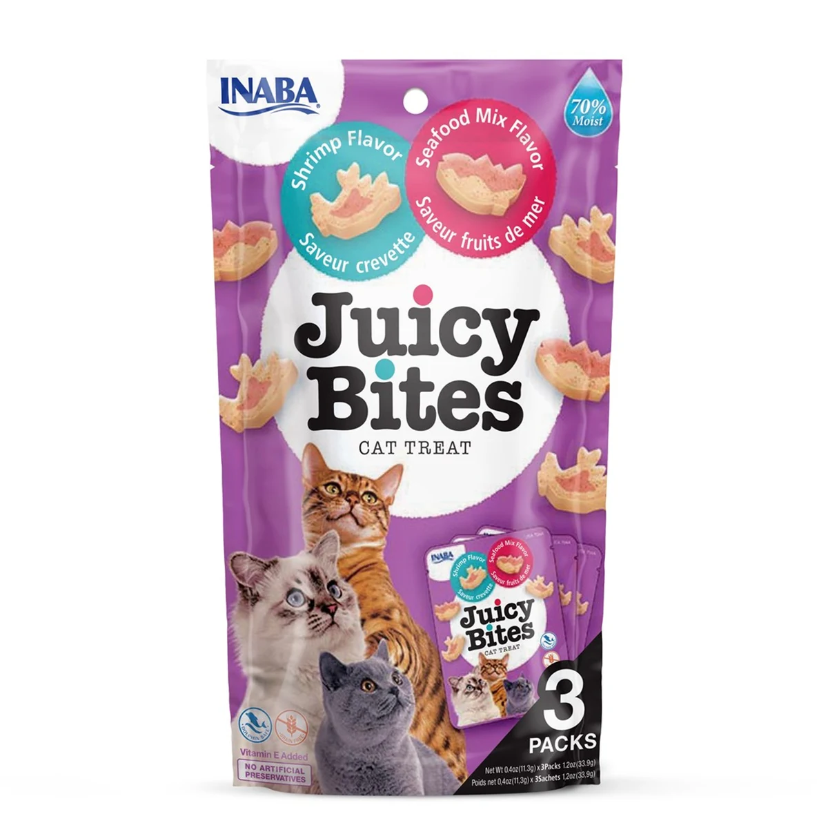 INABA Juicy Bites O smaku krewetek - 3x11,3 g