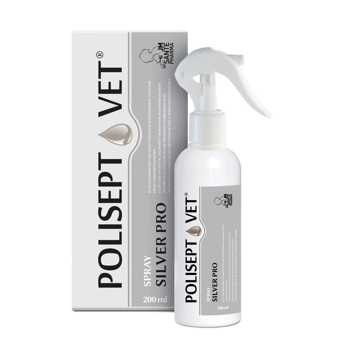 JM SANTE Polisept Vet Spray Pro Silver 200ml - Antybakteryjny spray weterynaryjny z jonami srebra