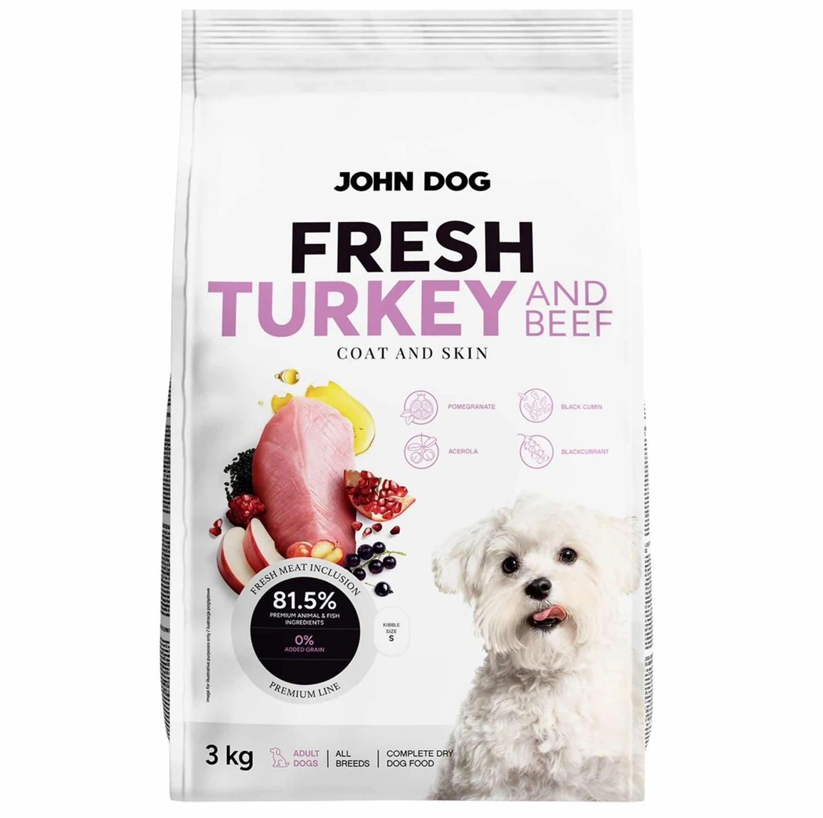 John Dog ADULT FRESH TURKEY & BEEF 3kg
