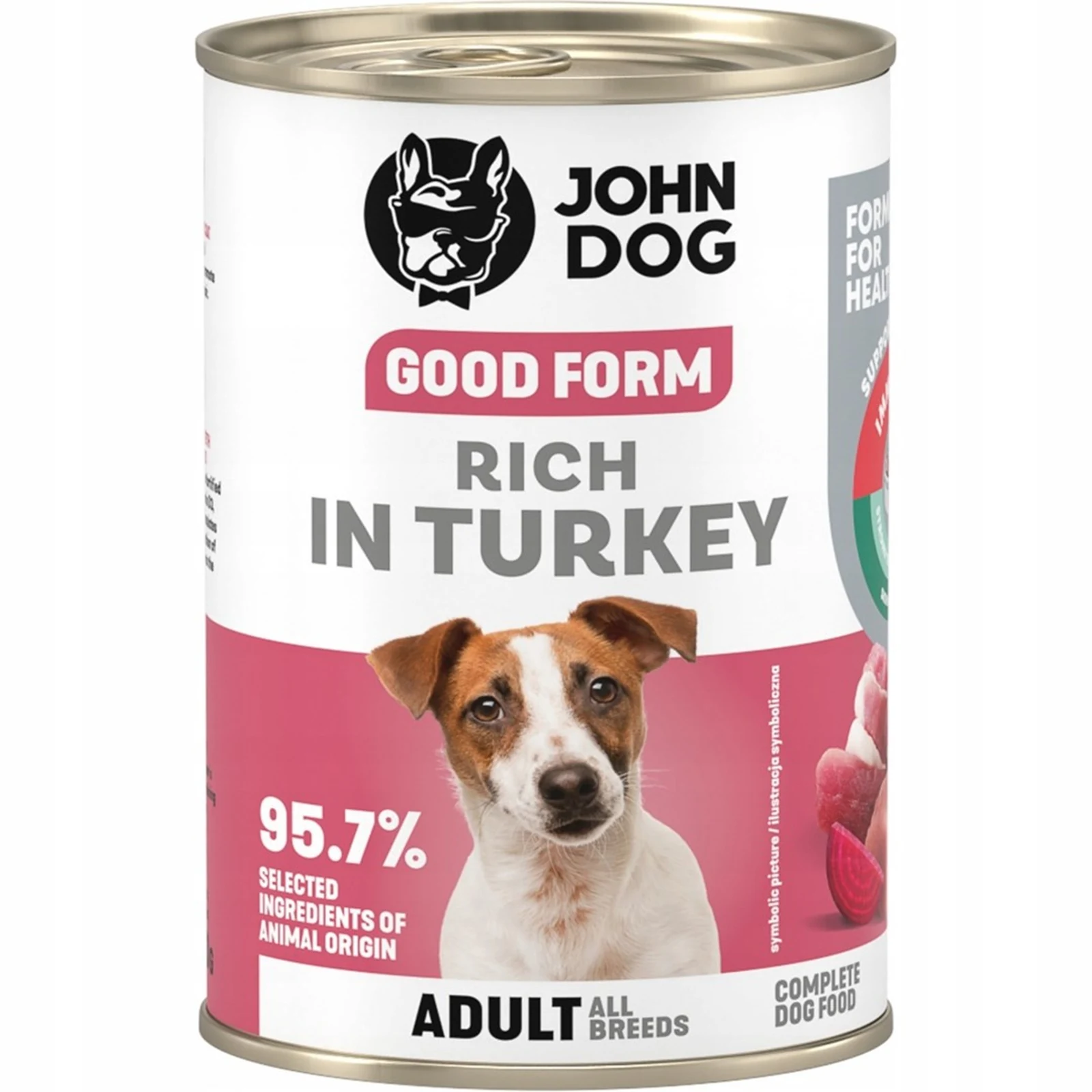 Karma mokra John Dog GOOD FORM dla dorosłych psów z indykiem 400g
