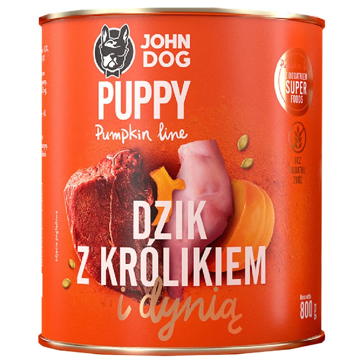 John Dog PUMPKIN Puppy 800g - dynia, królik, dzik