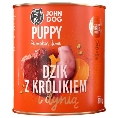 Mokra karma dla szczeniąt John Dog PUMPKIN 800g - dynia, królik, dzik