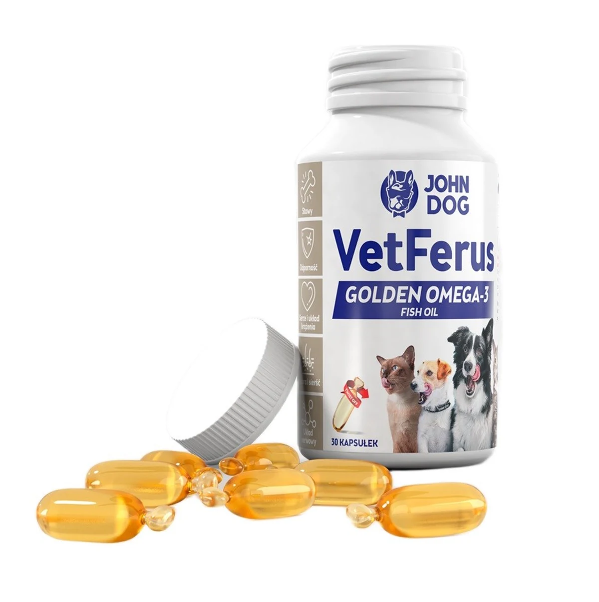 JOHN DOG VetFerus GOLDEN OMEGA-3 FISH OIL 30 kaps, 200 g