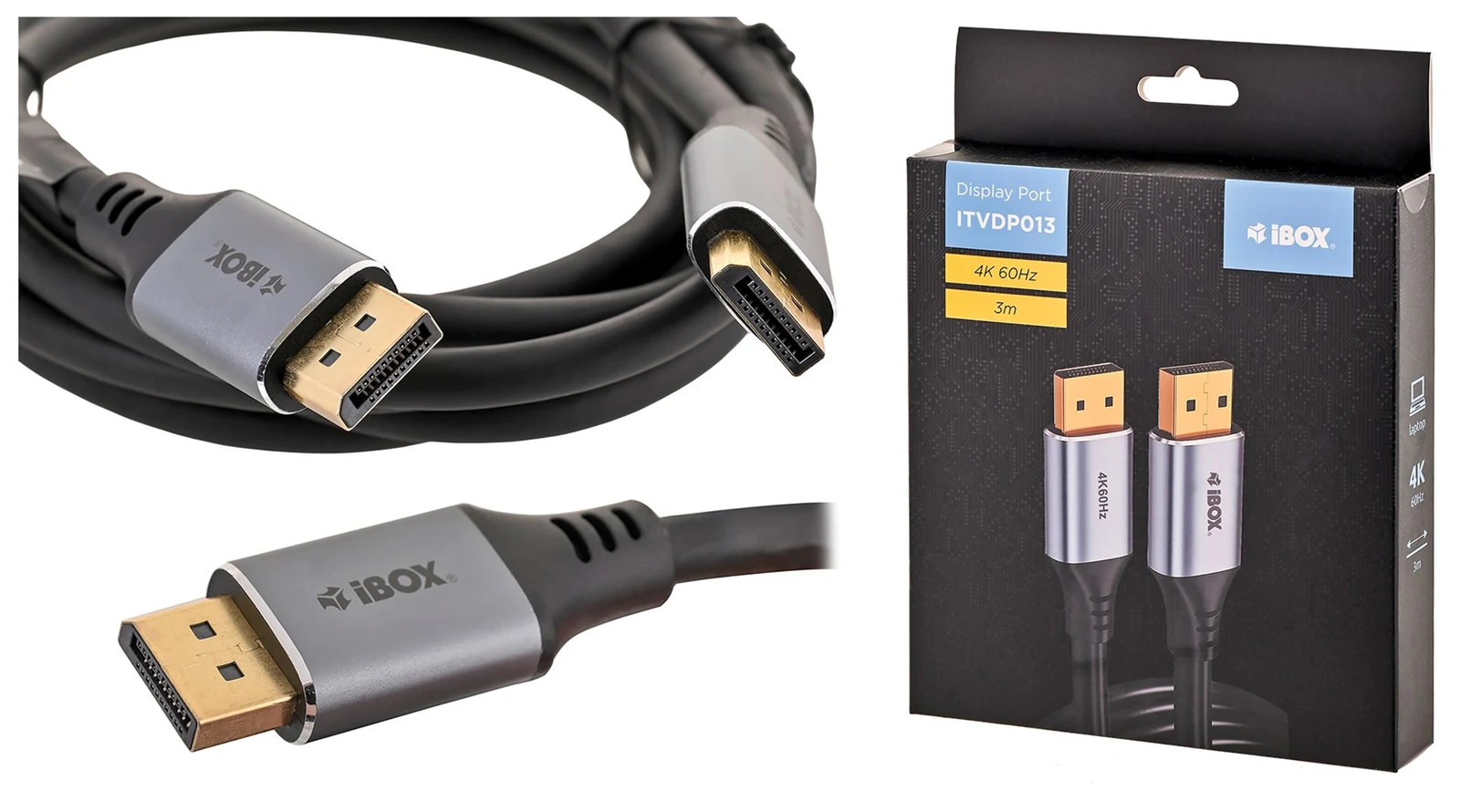 Kabel DisplayPort 4k60Hz złota wtyczka 3m — zdjęcie 1 z 8