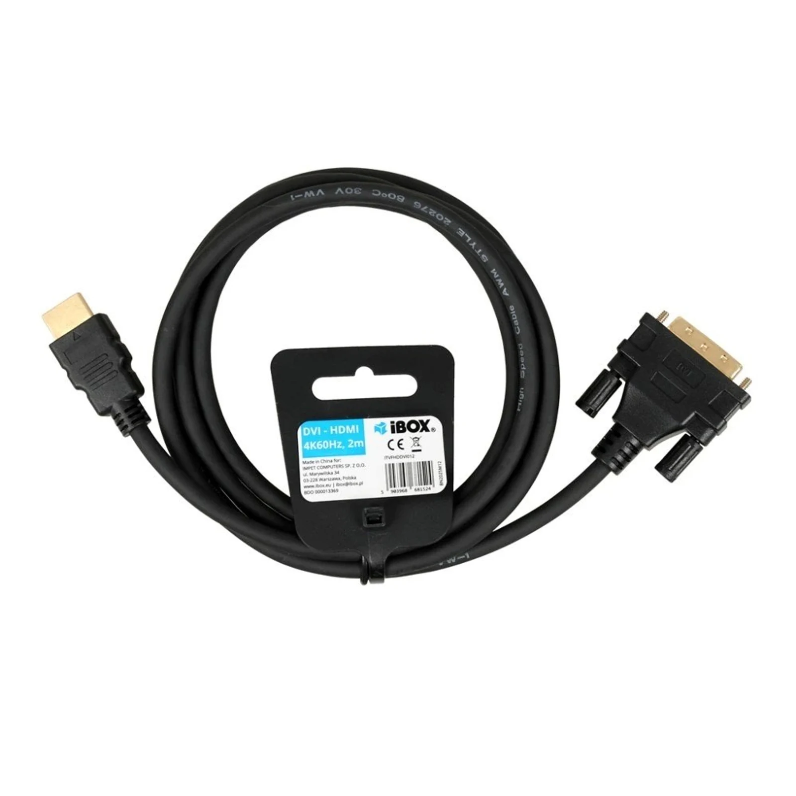 Kabel HDMI do DVI FullHD 1080P 2m — zdjęcie 1 z 4