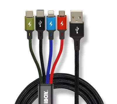 KABEL I-BOX USB 4W1 2XUSB-C, MICROUSB, LIGHTNING