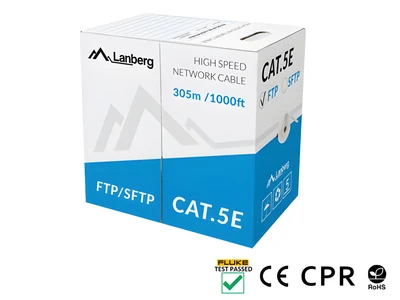 Kabel sieciowy Lanberg LCF5-11CU-0305-S (FTP, 305 m, kat. 5e, szary)