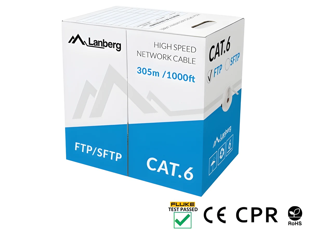 Kabel sieciowy Lanberg LCF6-11CU-0305-S (FTP, kategoria 6, 305 m, szary)