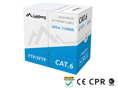 Kabel sieciowy Lanberg LCF6-11CU-0305-S (FTP, kategoria 6, 305 m, szary)