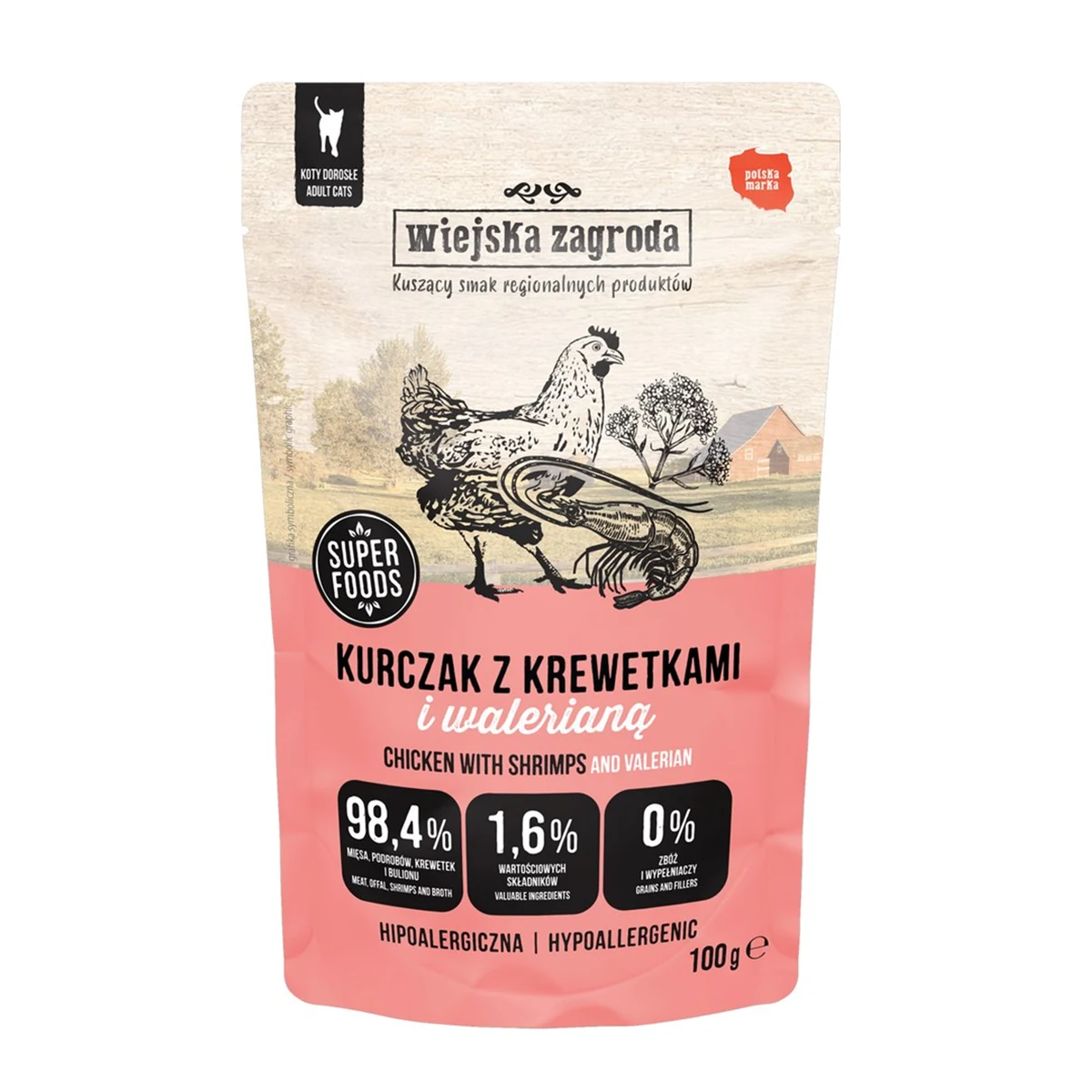 Karma mokra Wiejska Zagroda Kurczak z krewetkami 100g