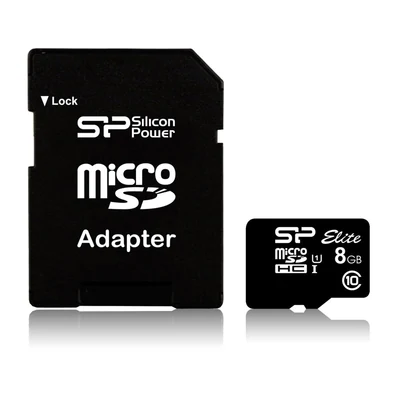 Karta pamięci microSDHC Silicon Power Elite 8GB UHS-I (U1) + adapter (SP008GBSTHBU1V10SP)
