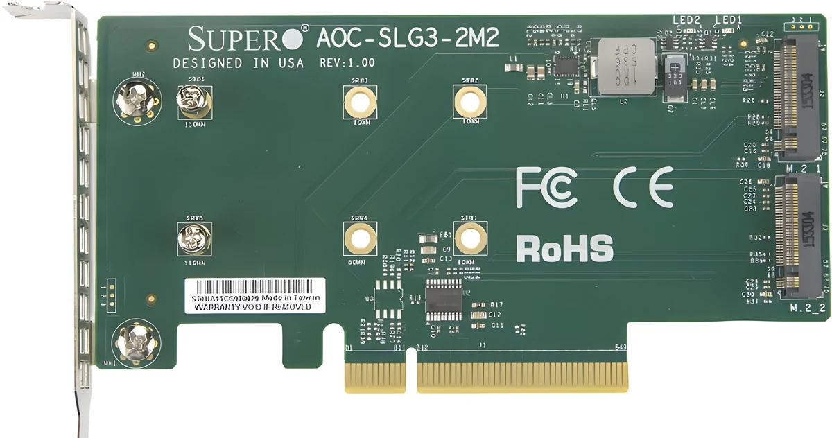 Karta riser Supermicro AOC-SLG3-2M2-O Zielona