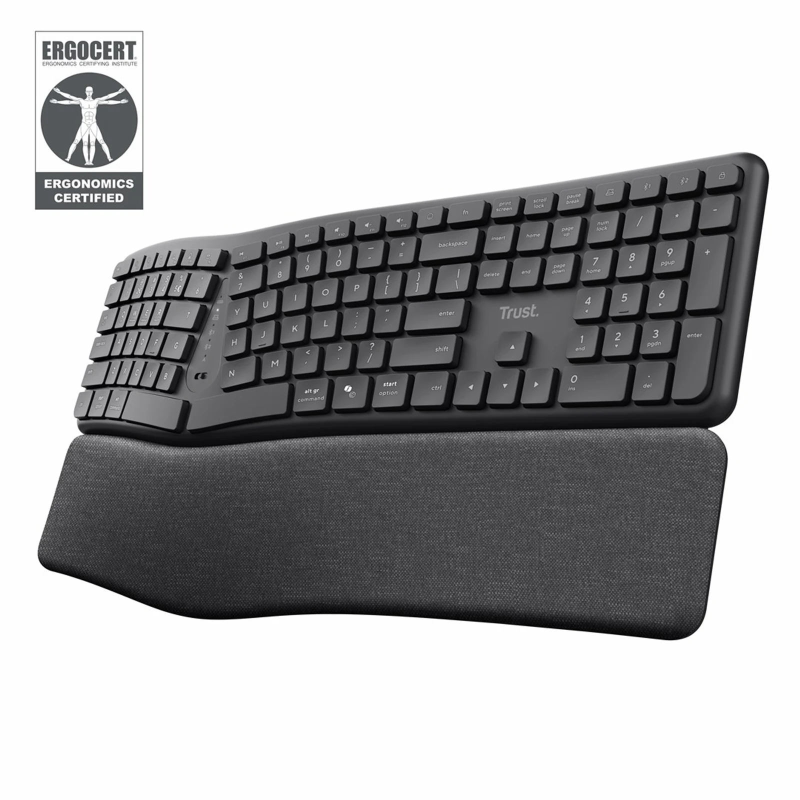Klawiatura ergonomiczna TRUST Keyra, bezprzewodowa, wieloużytkownikowa — zdjęcie 1 z 7