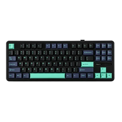 Klawiatura mechaniczna F87 Pro Dark Blue + Black + Cyan GrayWoodV4 Switch RGB Aula