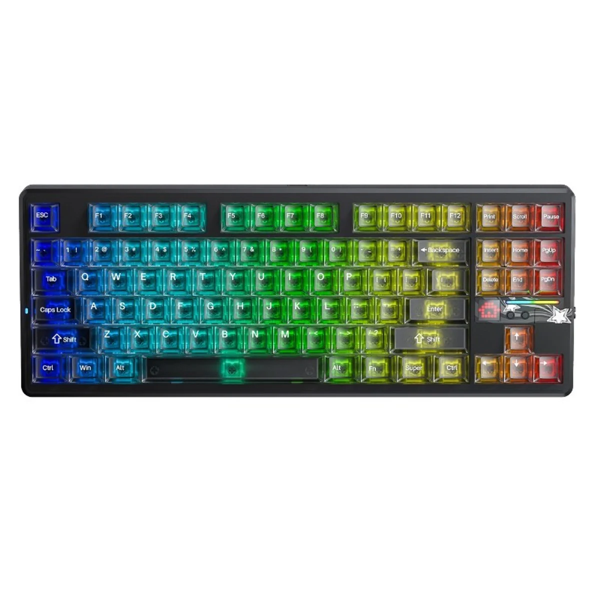 Klawiatura mechaniczna F87Pro V2 Black Mist Transparent RGB z przełącznikami Leobog X3