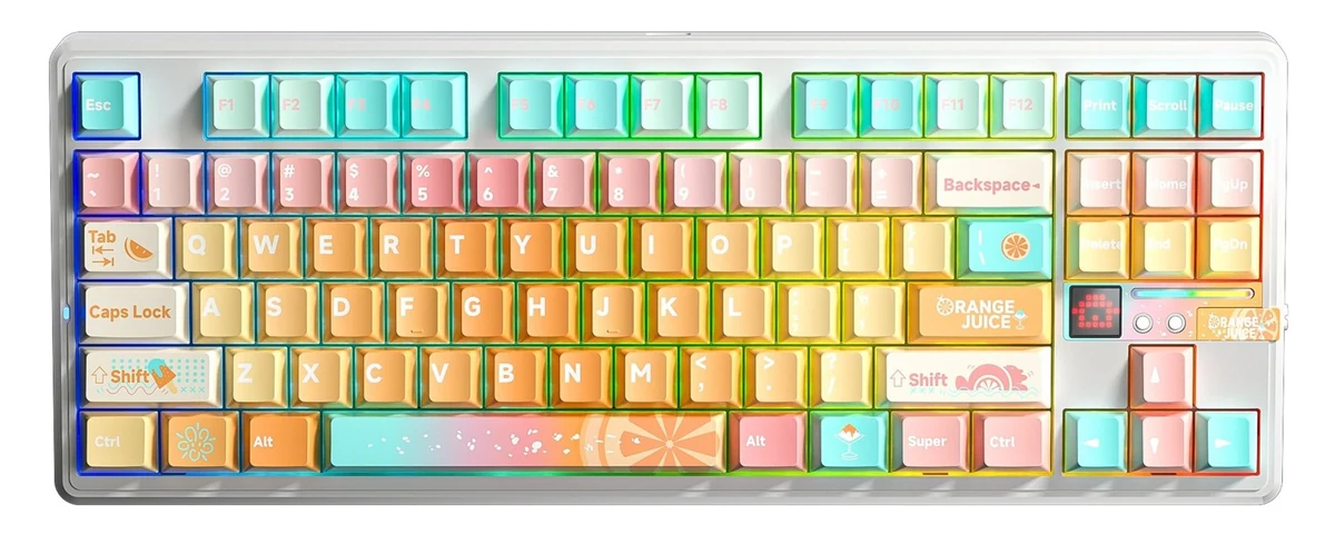 Klawiatura mechaniczna AULA F87Pro V2 Orange Soda, przełączniki Kailh Meteorite Ice Cream, podświetlenie RGB