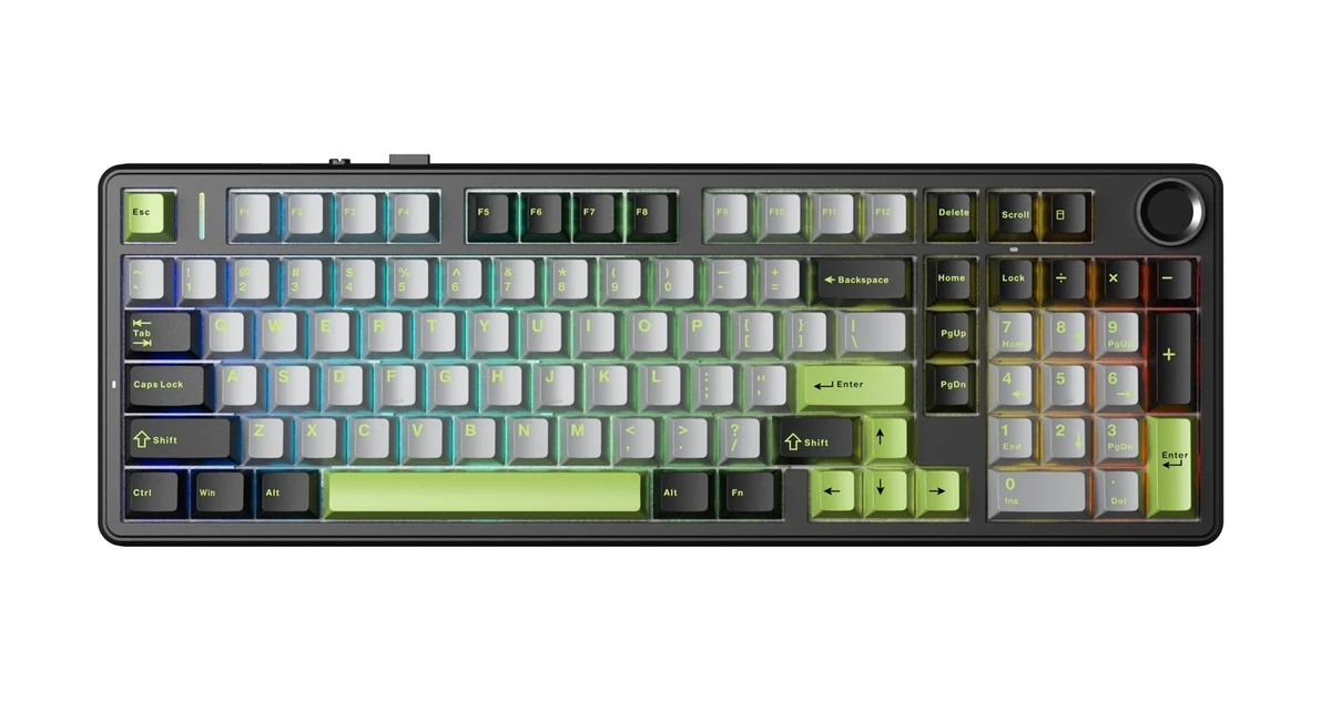 Klawiatura mechaniczna F99 Pro RGB AULA, przełączniki GrayWood, podświetlenie RGB, układ F99, czarno-szaro-zielona