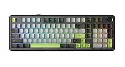 Klawiatura mechaniczna F99 Pro RGB AULA, przełączniki GrayWood, podświetlenie RGB, układ F99, czarno-szaro-zielona