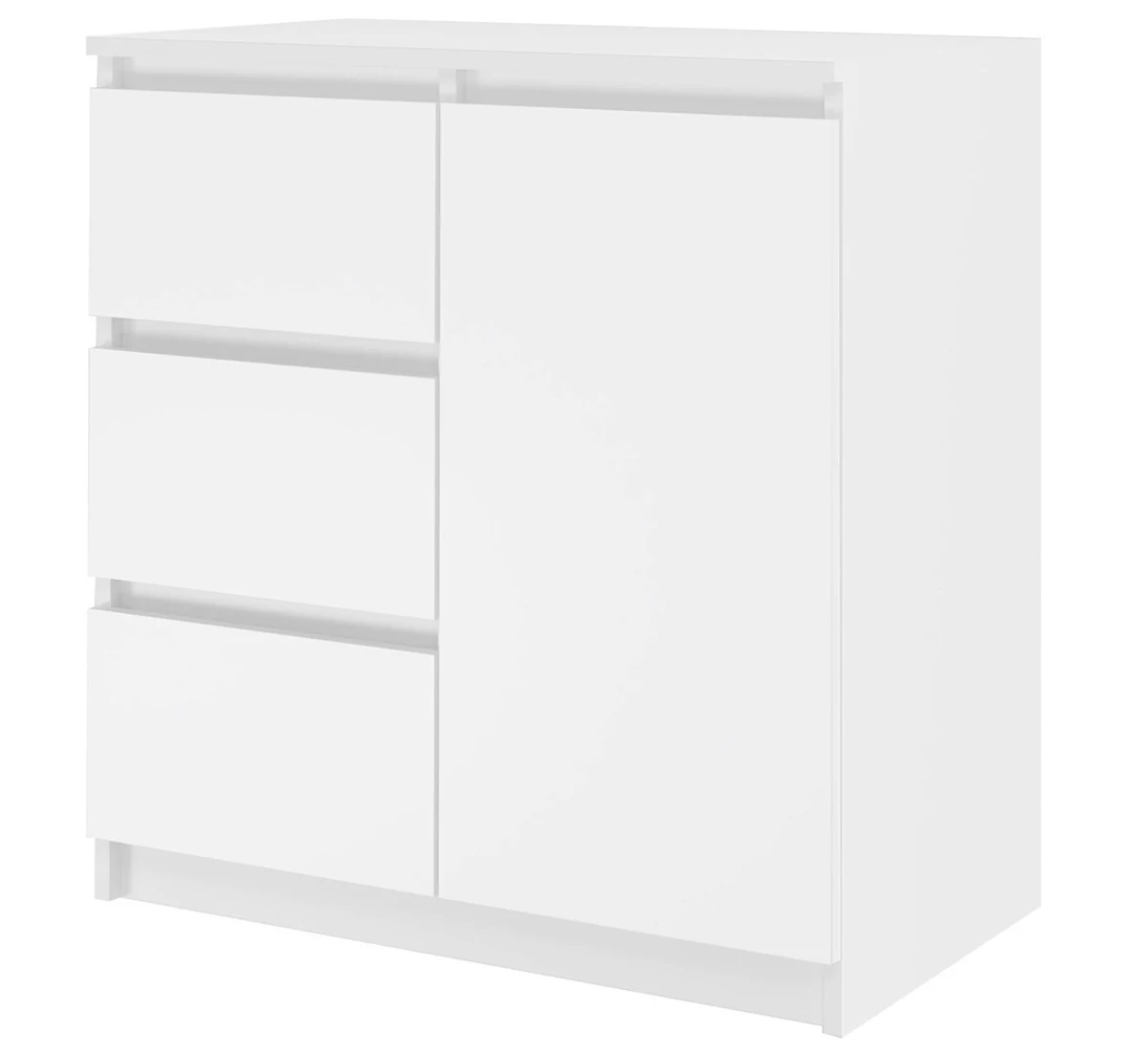 Komoda 1-drzwiowa z 3 szufladami, biała, zestaw