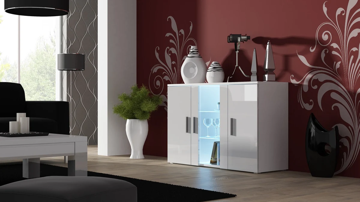 Komoda 120cm SOHO S7 biały/biały połysk