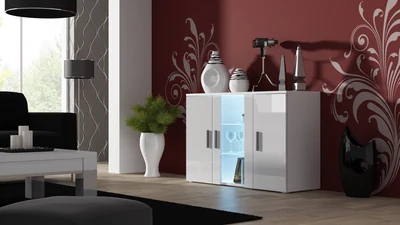 Komoda SOHO S7, 120 cm, biała z połyskiem