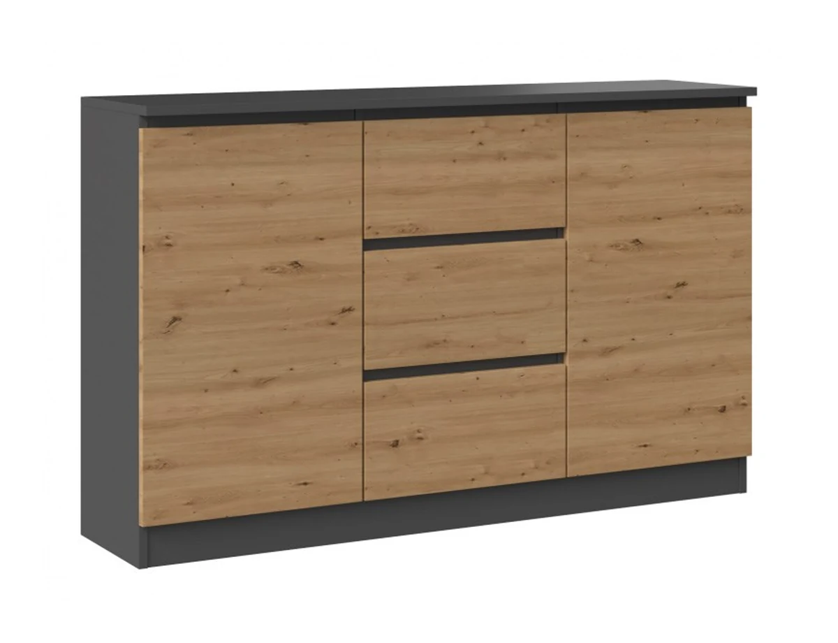 Komoda 2D3S 120x30xH75 antracyt/dębowy