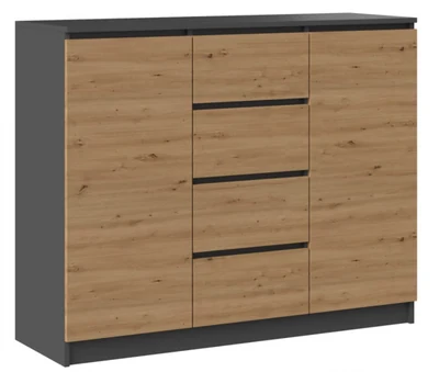 Komoda 2-drzwiowa 4-szufladowa 120x40x97 cm antracyt/artisan