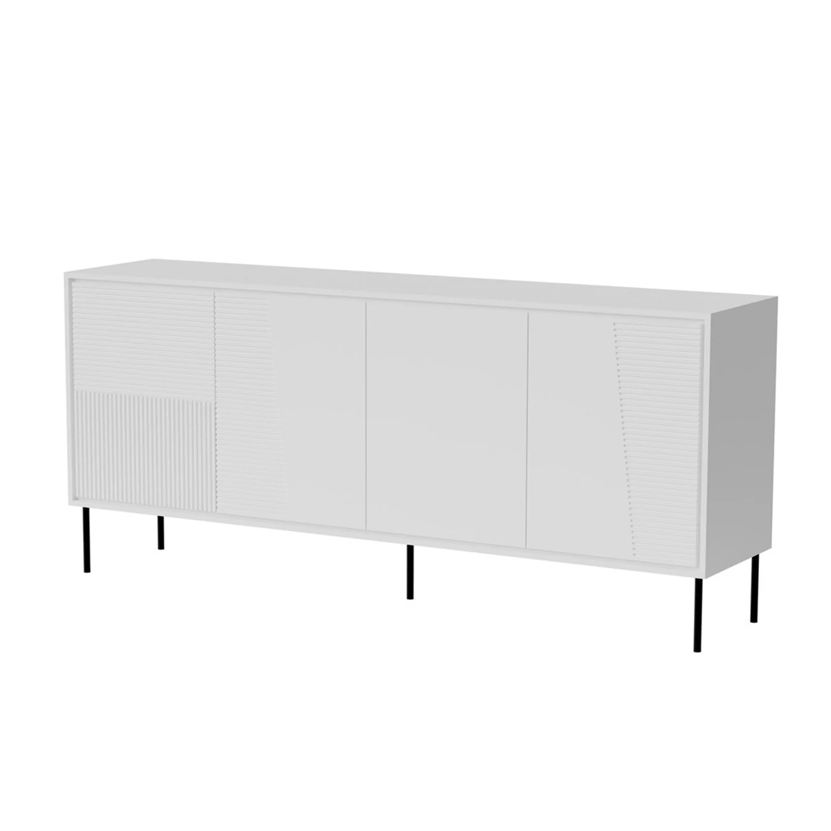 Komoda 4-szufladowa ABI, biała matowa, wymiary 200x45x88 cm