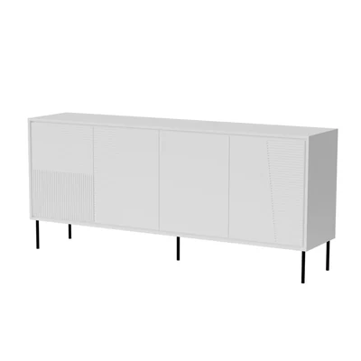 Komoda 4-szufladowa ABI, biała matowa, wymiary 200x45x88 cm