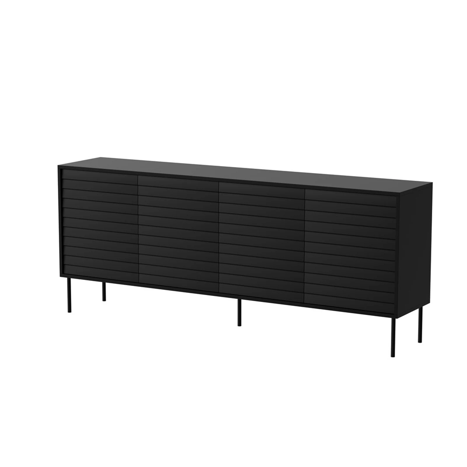 Komoda CORTINA czarna, 4 szuflady, 200x40x81 cm — zdjęcie 1 z 4