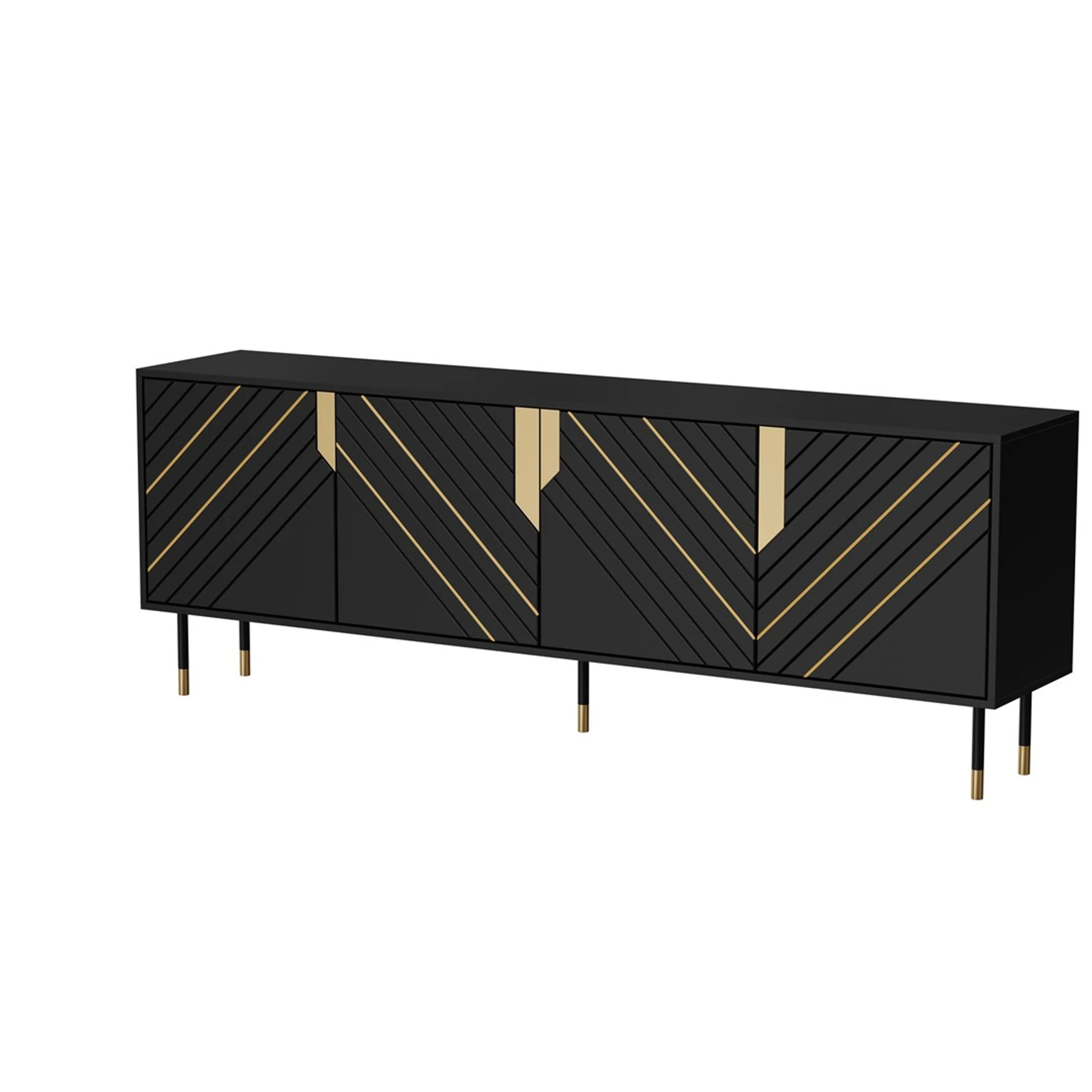 Komoda 4-drzwiowa MOUNTAIN 204x40x72 cm, czarno-złota — zdjęcie 1 z 4
