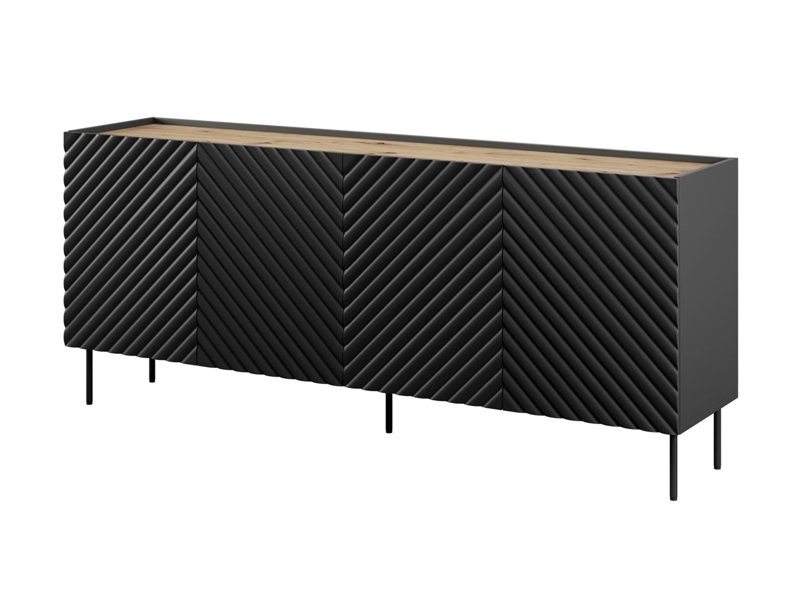 Komoda ONDA 4D2SZ, czarna, wymiary 200x45x85 cm — zdjęcie 1 z 4