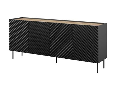 Komoda ONDA 4D2SZ, czarna, wymiary 200x45x85 cm
