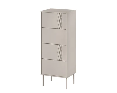 Komoda 4-szufladowa TRESSE 50x40x125 cm, kolor kaszmir matowy