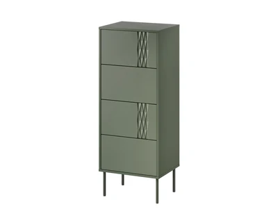 Komoda 4-szufladowa TRESSE, zielona, matowa, wymiary 50x40x125 cm