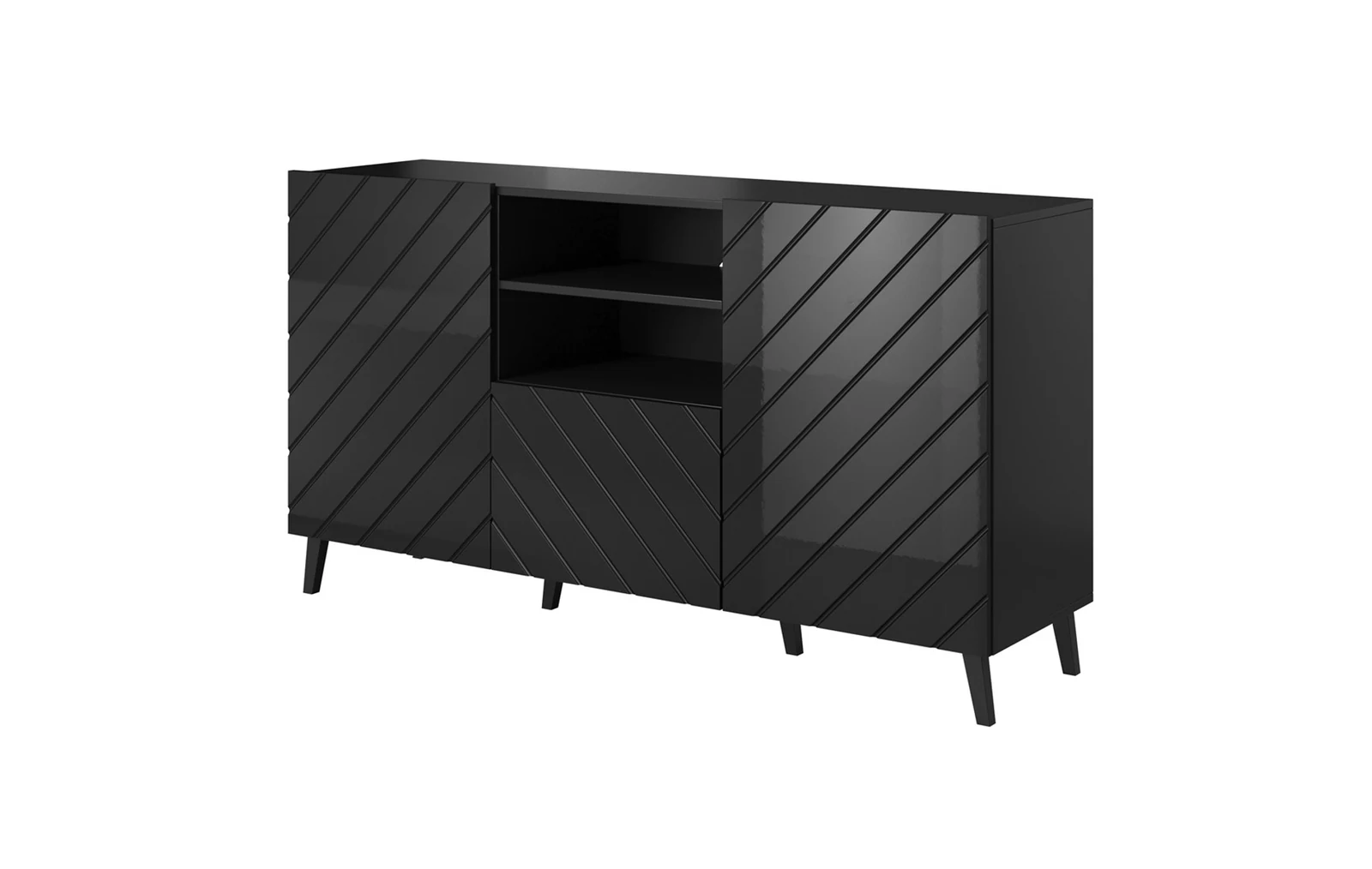 Komoda ABETO 150x42x82 czarna z połyskiem — zdjęcie 1 z 4