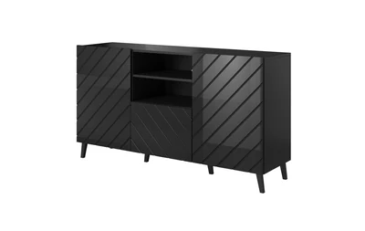 Komoda ABETO 150x42x82 czarna z połyskiem