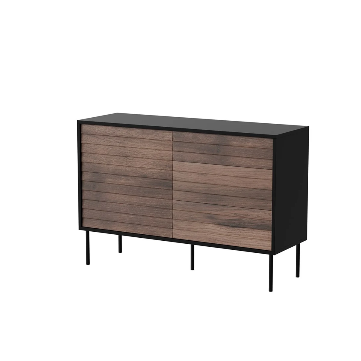 Komoda CORTINA 120x40x81 czarny/orzech 1D3S