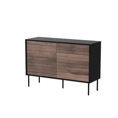 Komoda CORTINA 120x40x81 czarny/orzech 1 szuflada, 3 półki