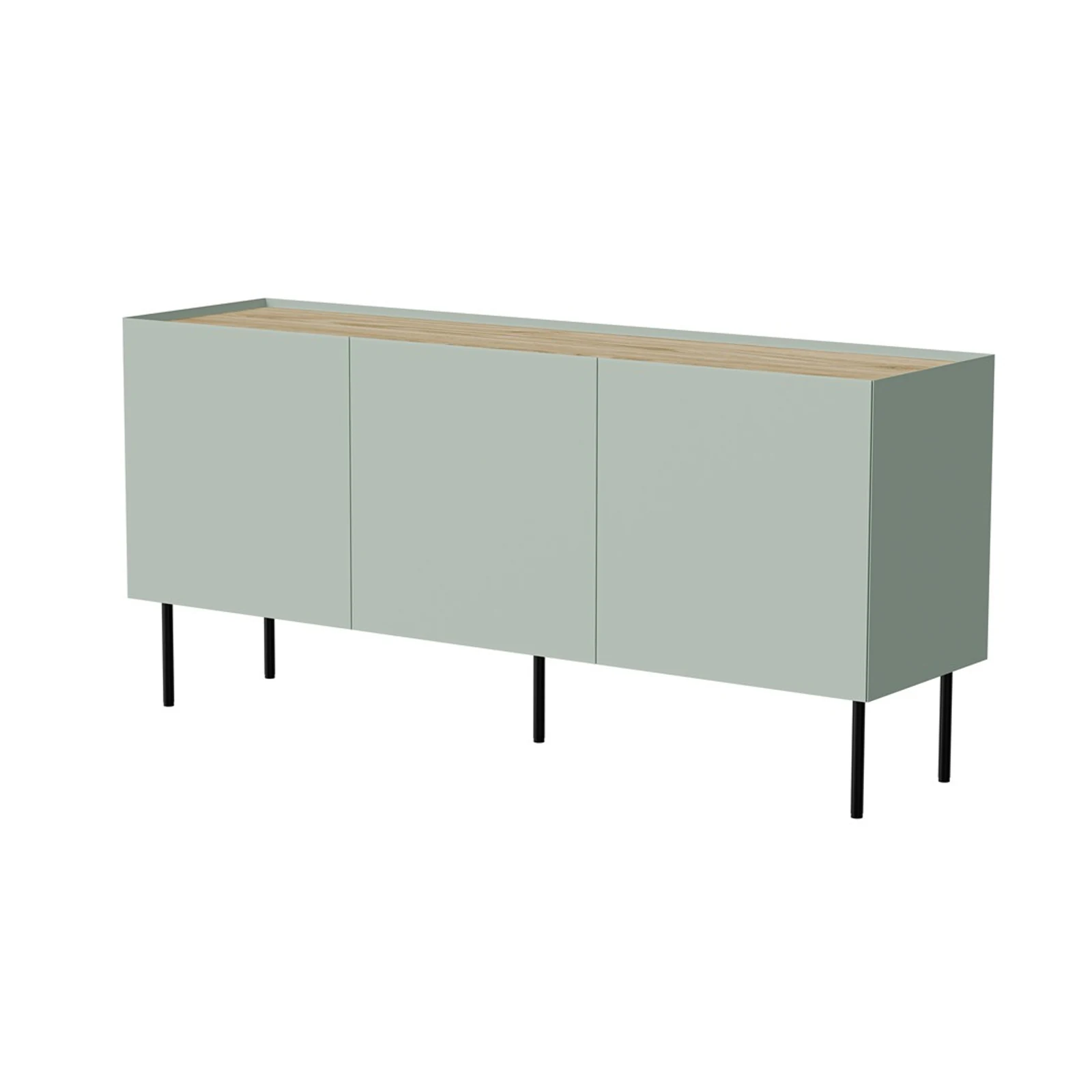 Komoda FELLINI 150x40x70 oliwkowa z blatem dębowym — zdjęcie 1 z 5