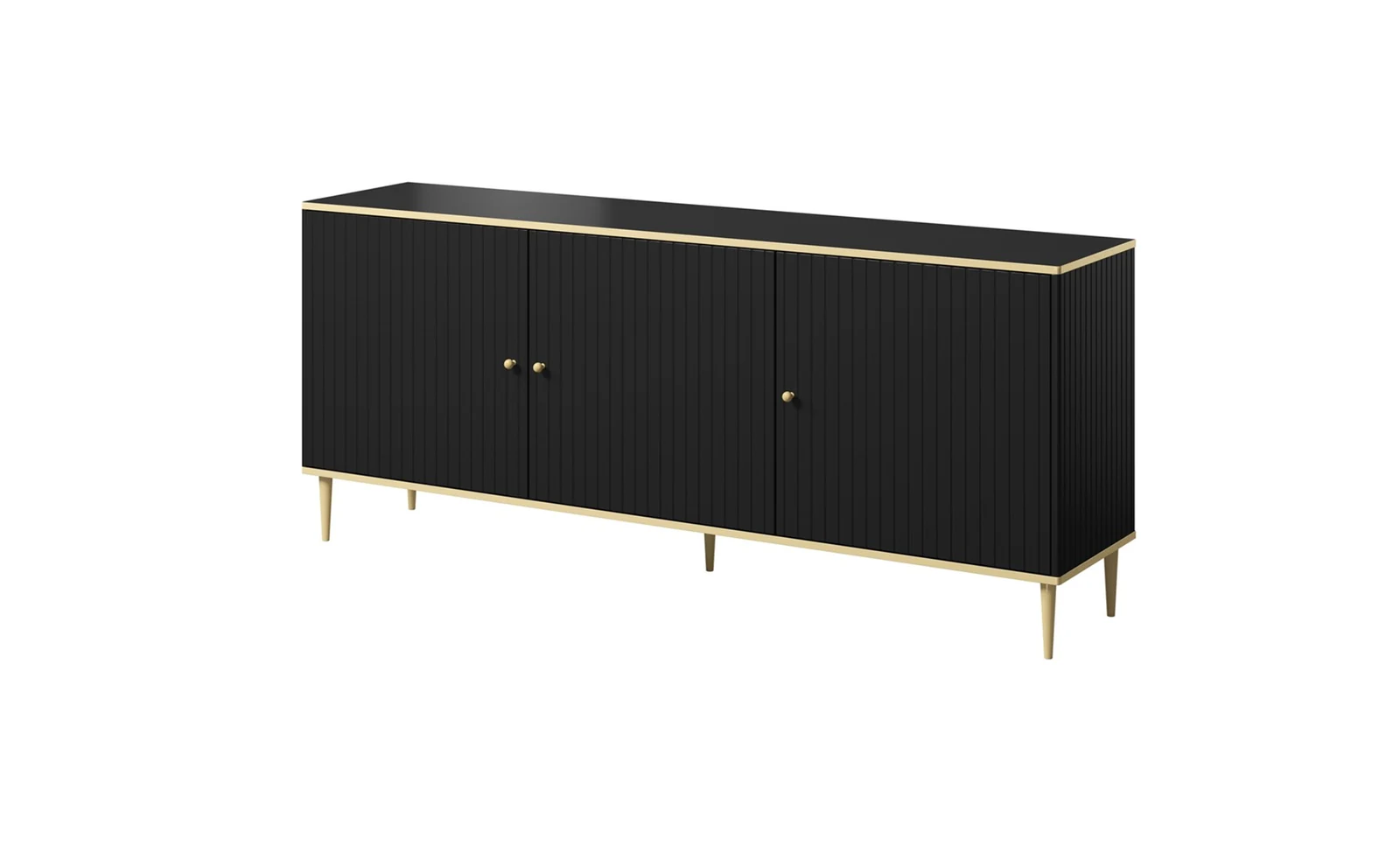 Komoda GLAMOUR 180x40x75,5 czarny mat + złoty — zdjęcie 1 z 4