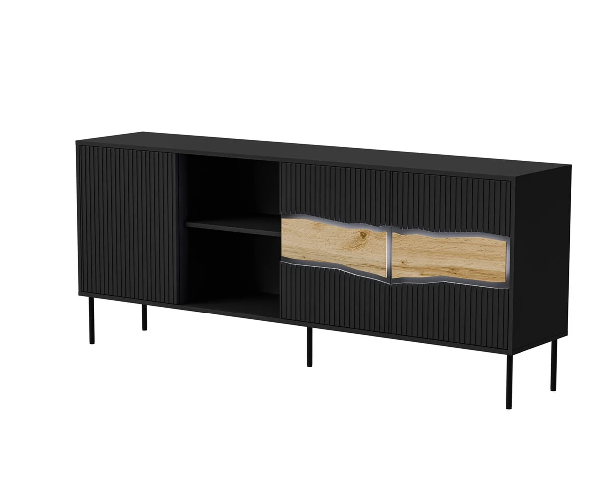 Komoda INSERTO 3D1W 190x40x80 czarna z oświetleniem LED