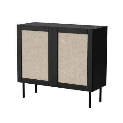 Komoda JUTA 2D czarny + linol calabria 100x39,5x90 cm