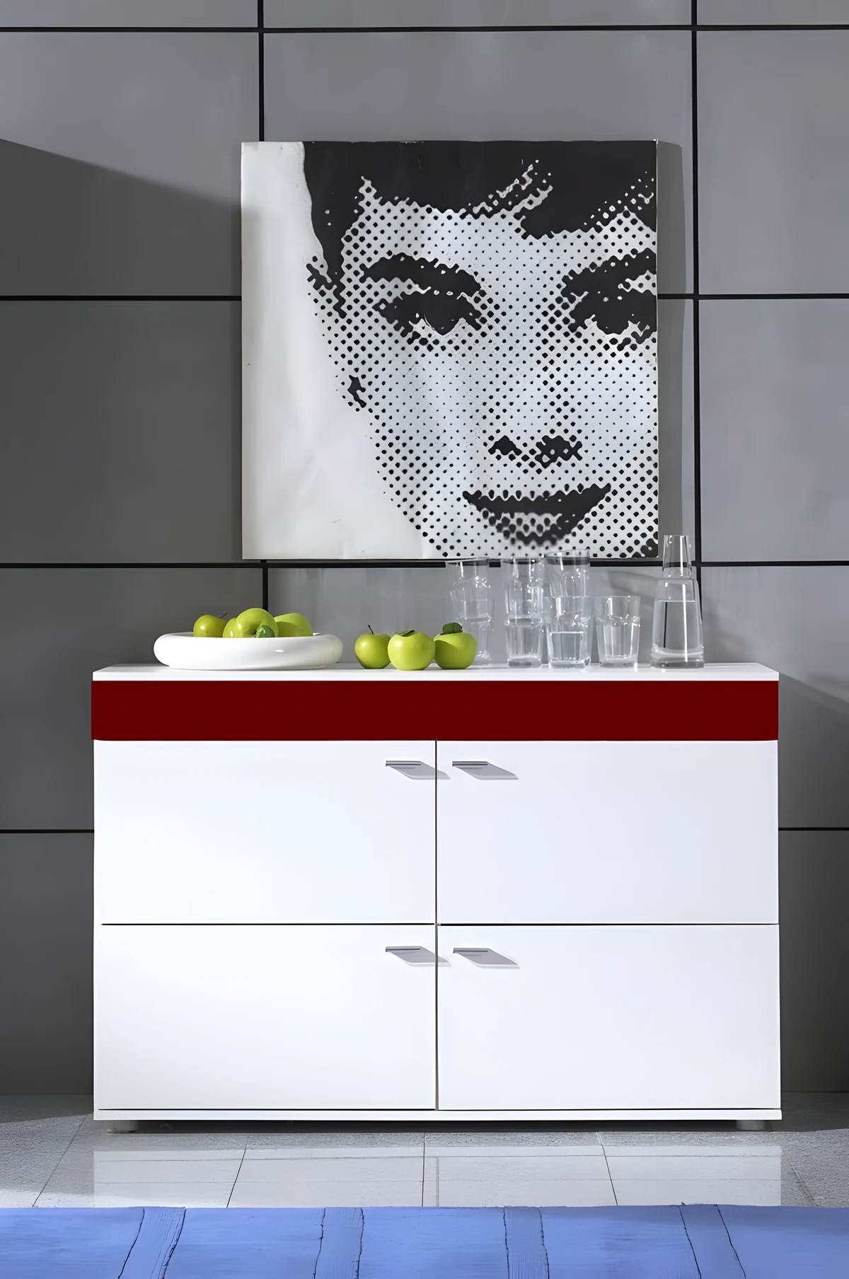 Komoda LOGO II biały/bordo 120x42x78cm
