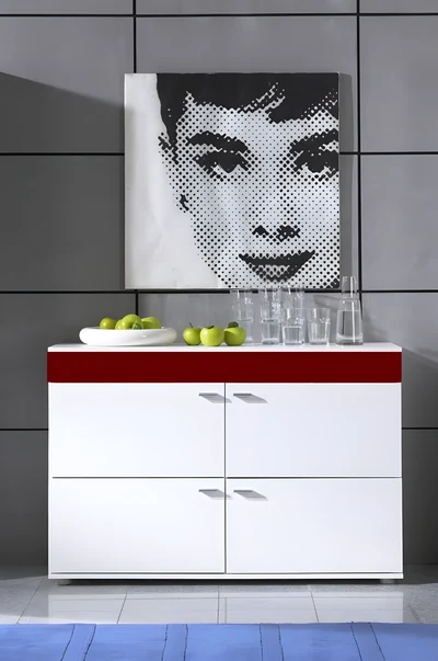 Komoda LOGO II biały/bordo 120x42x78cm