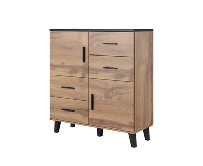 Komoda LOTTA 110 2D4S w kolorze wotan i czarny mat