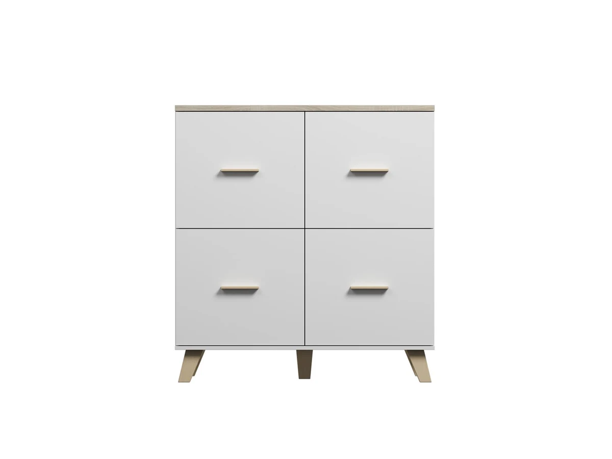 Komoda LOTTA 110 4D biały+dęb sonoma