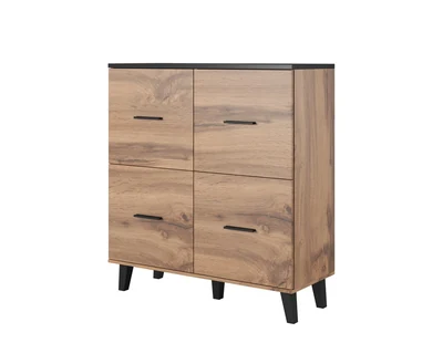 Komoda LOTTA 110 4D, wotan + czarny mat
